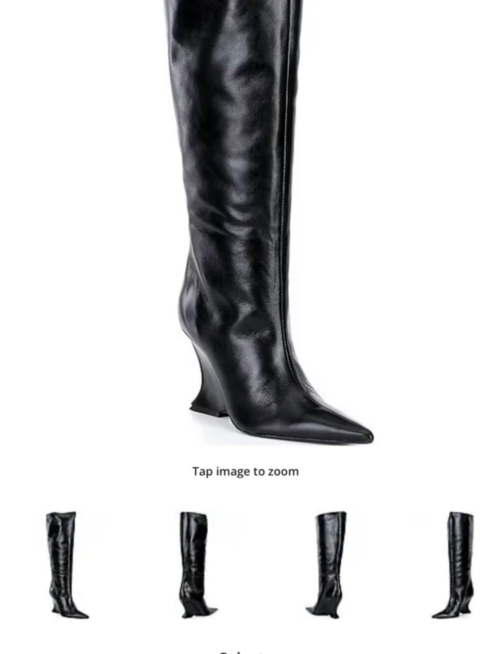 SCHUTZ Siena Black Pointed-Toe Over-The-Knee Leather Boots